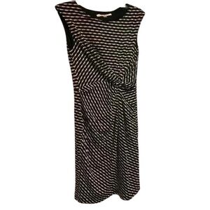 Evan Picone Women’s Sleeveless Midi Lined Pullover Black White Dress 8